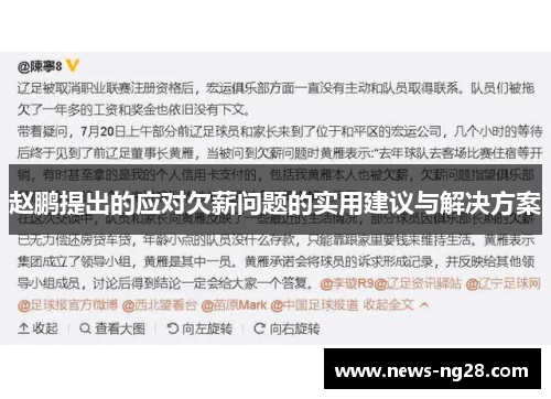 赵鹏提出的应对欠薪问题的实用建议与解决方案
