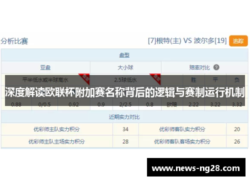 深度解读欧联杯附加赛名称背后的逻辑与赛制运行机制
